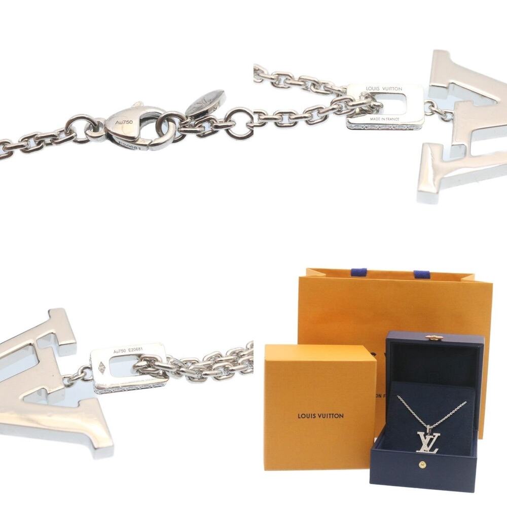 Louis Vuitton White Gold Diamond Pandantif LV XL Necklace Silver - Picture 5 of 7